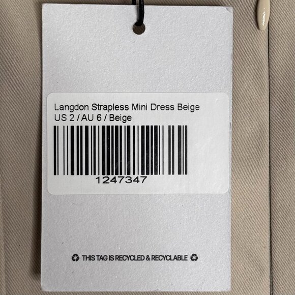 NWT Princess Polly Langdon Strapless Mini Dress sz 2 Beige Lined - Picture 5 of 10